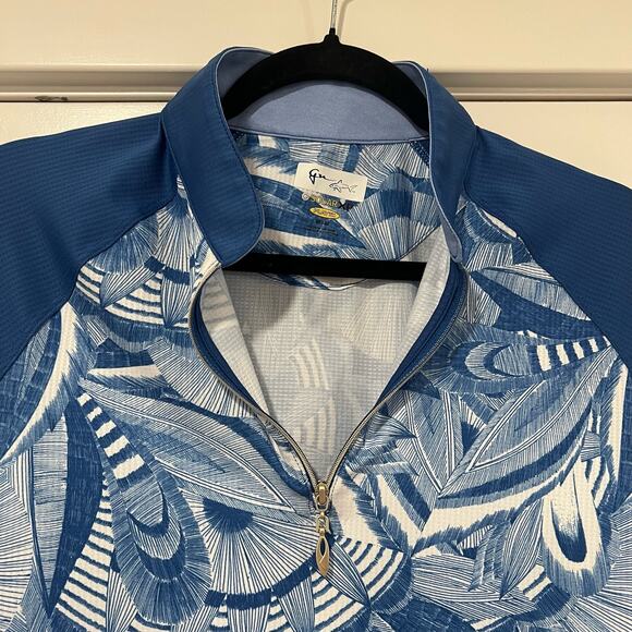 Greg Norman Womens SolarXP Playdry Quarter Zip Blue Tropical Size M - Picture 3 of 9